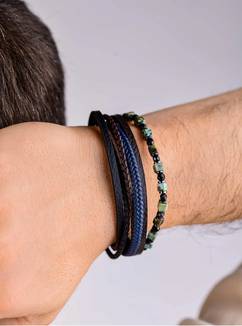 Bransoletka męska, Turkus Afrykański, stal S109277S13