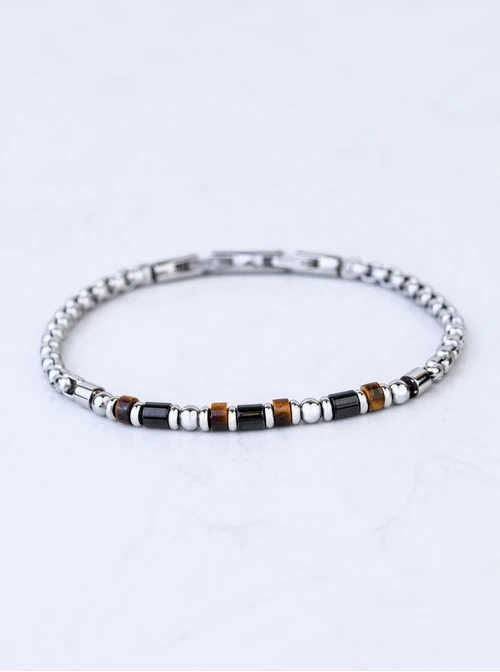 Bransoletka męska, Tygrysie Oko, stal S109206S00