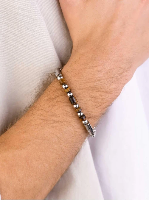 Bransoletka męska, Tygrysie Oko, stal S109212S00