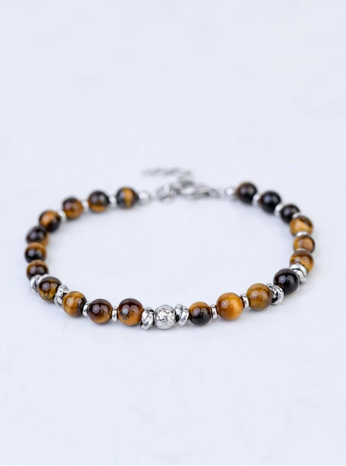 Bransoletka męska, Tygrysie Oko, stal S109217S00