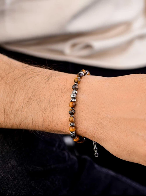 Bransoletka męska, Tygrysie Oko, stal S109217S00