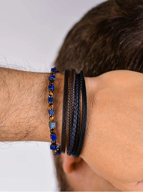 Bransoletka męska, Tygrysie Oko, stal S109284S00