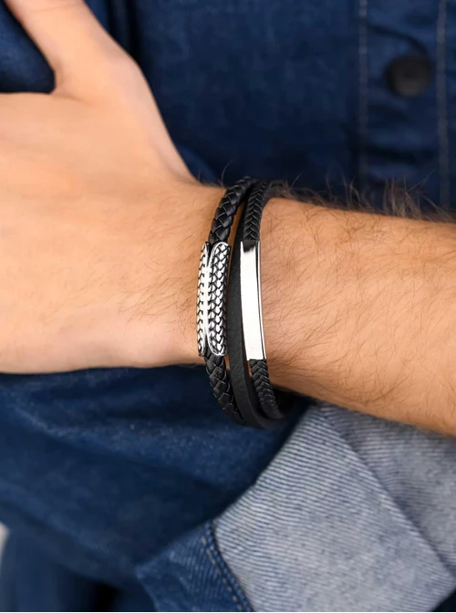 Bransoletka męska, czarny, stal S109273S01