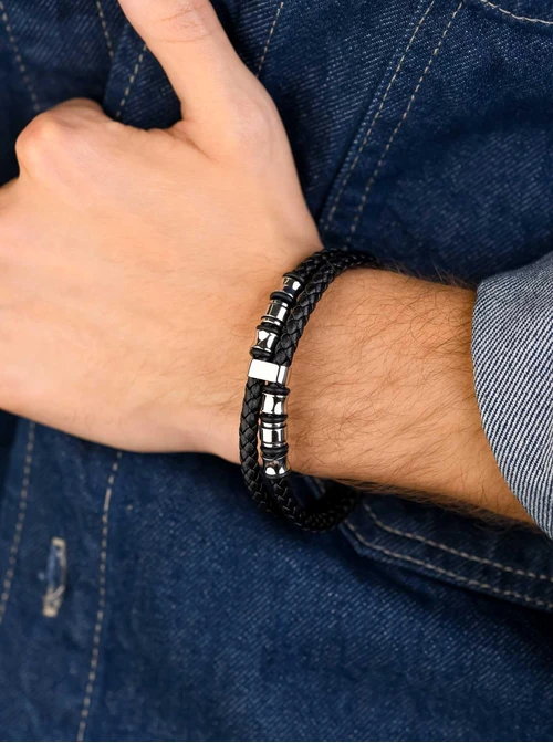 Bransoletka męska, czarny, stal S109275S01