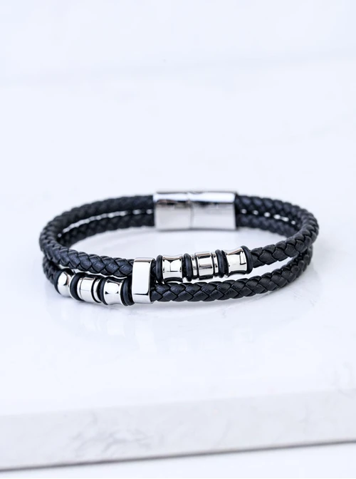 Bransoletka męska, czarny, stal S109275S01