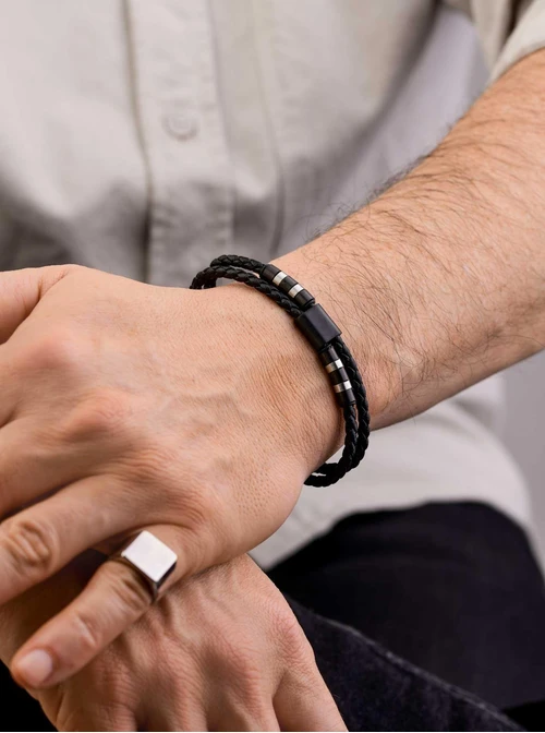Bransoletka męska, czarny, stal S109291S01