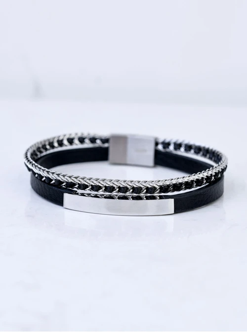 Bransoletka męska, czarny, stal S109304S01
