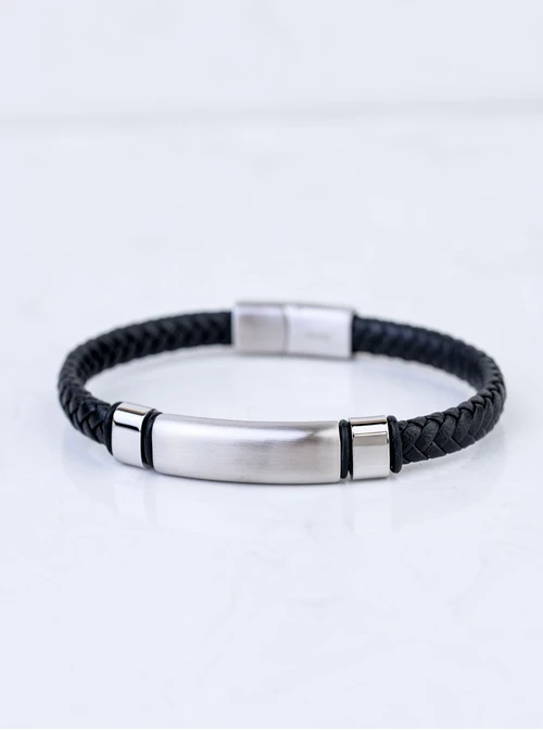 Bransoletka męska, czarny, stal S109322S01