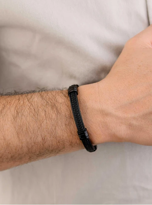 Bransoletka męska, czarny, stal S109323S01