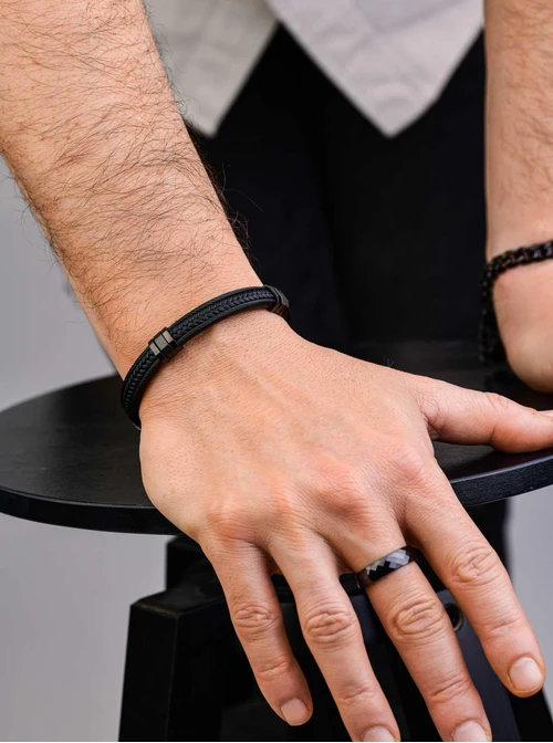 Bransoletka męska, czarny, stal S109323S01