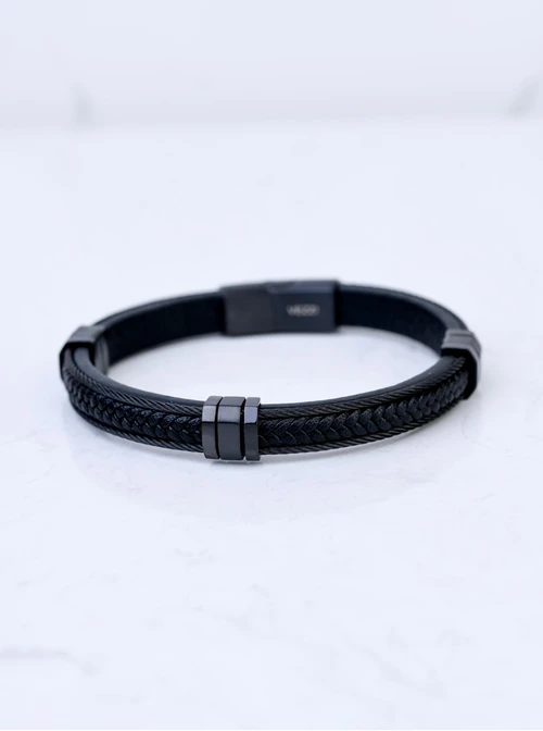 Bransoletka męska, czarny, stal S109323S01