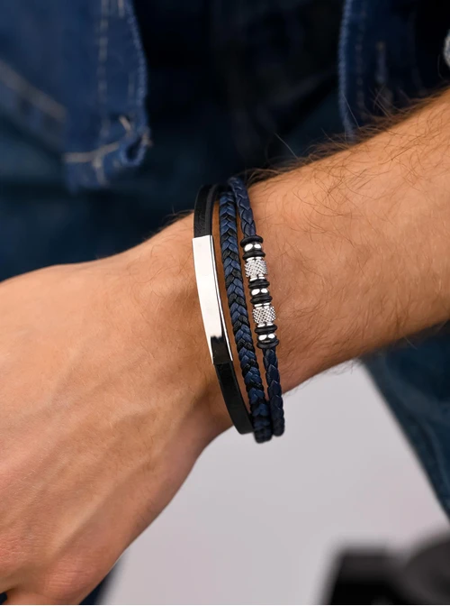 Bransoletka męska, granatowy, stal S109279S00