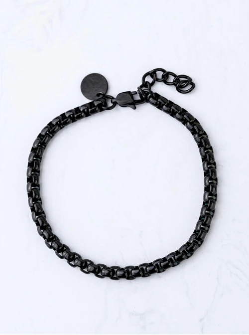 Bransoletka męska, łańcuch, czarny, stal S107976S01