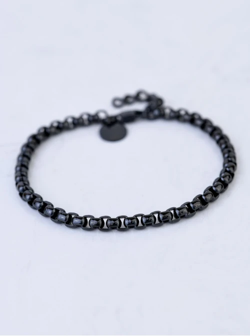 Bransoletka męska, łańcuch, czarny, stal S107976S01