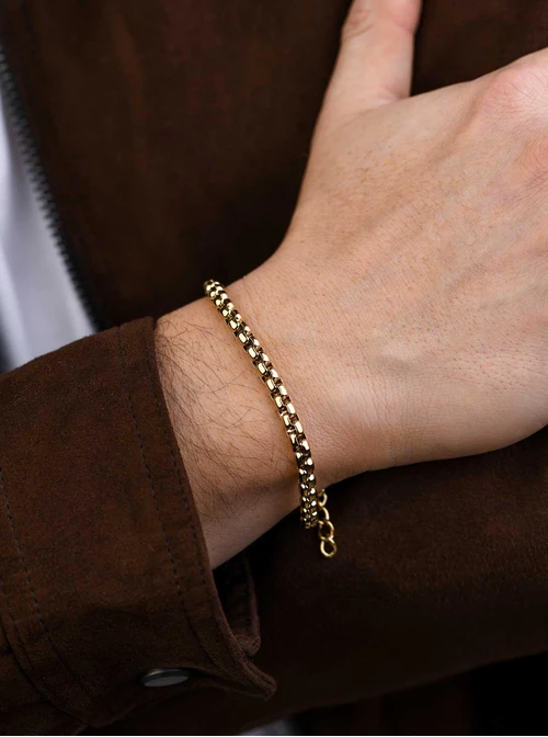 Bransoletka męska, łańcuch, stal pozłacana S107974Z00