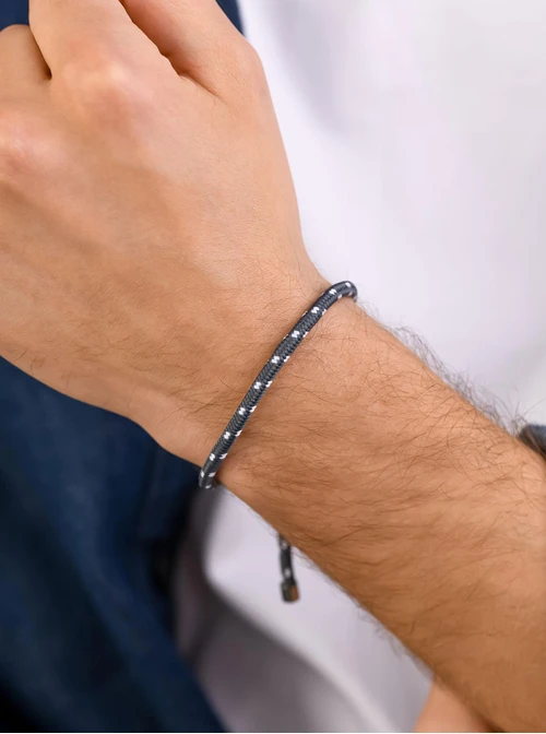 Bransoletka męska, sznurek, stal S109274S01