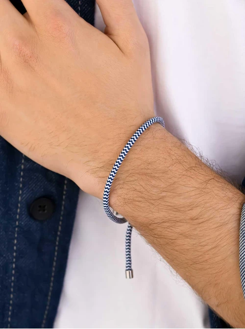 Bransoletka męska, sznurek, stal S109276S01