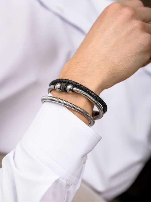 Bransoletka męska, żmijka, stal S107978S00