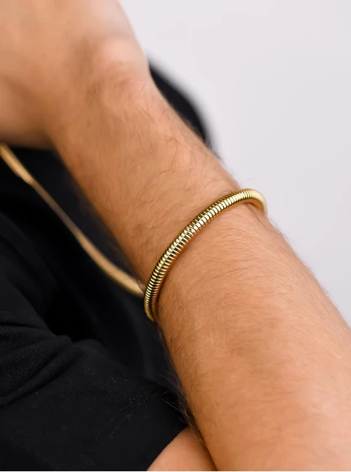 Bransoletka męska, żmijka, stal pozłacana S107977Z00