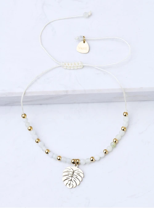 Bransoletka monstera, Jadeit, stal pozłacana S108546Z00
