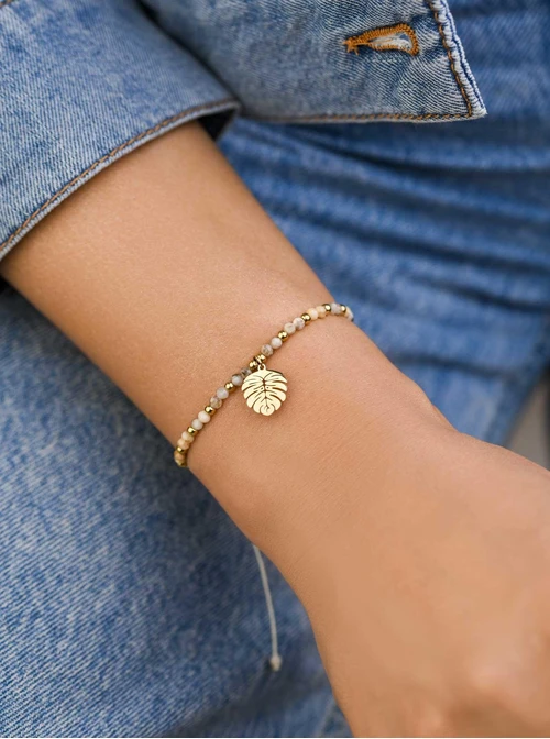 Bransoletka monstera, Skaleń, stal pozłacana S108545Z00