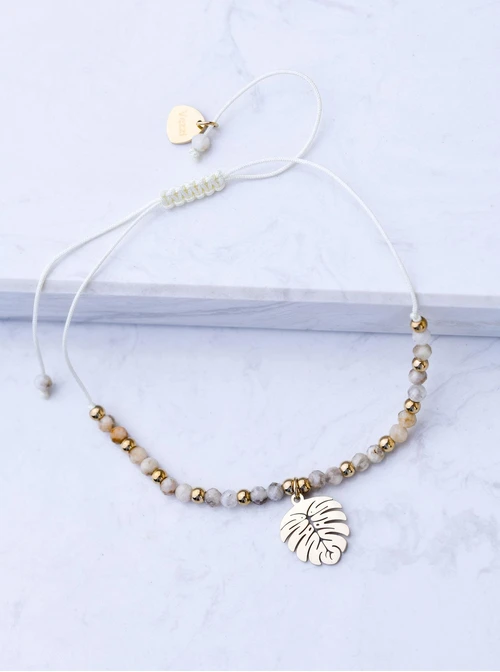 Bransoletka monstera, Skaleń, stal pozłacana S108545Z00