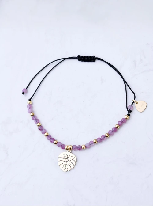 Bransoletka monstera, Turmalin, stal pozłacana S108544Z00