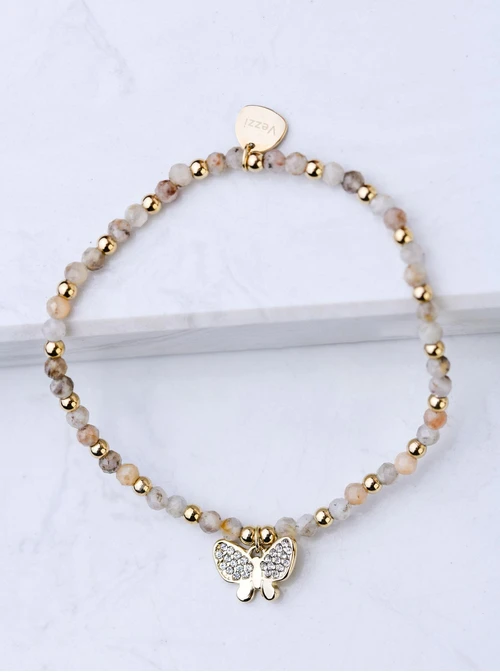 Bransoletka motylek, Skaleń, stal pozłacana S108612Z00