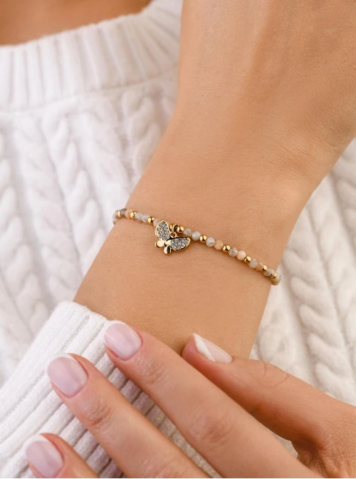 Bransoletka motylek, Skaleń, stal pozłacana S108612Z00