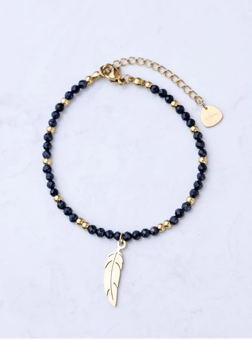 Bransoletka piórko, Noc Kairu, stal pozłacana S108581Z00