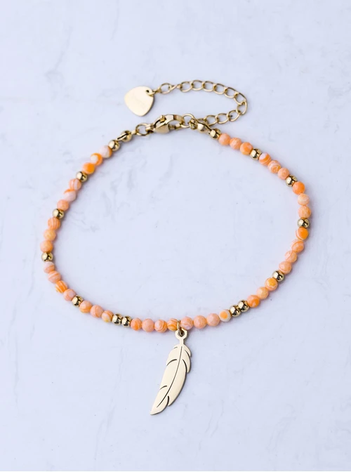 Bransoletka piórko, Żółty Turkus, stal pozłacana S108587Z00