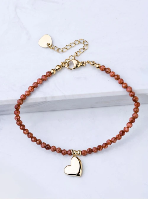 Bransoletka serce, Piasek Pustyni, stal pozłacana S108682Z00