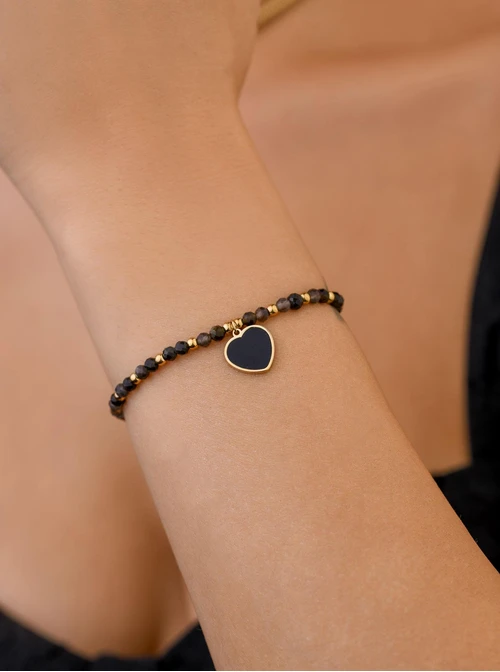 Bransoletka serce, Terahertz, stal pozłacana S108651Z00