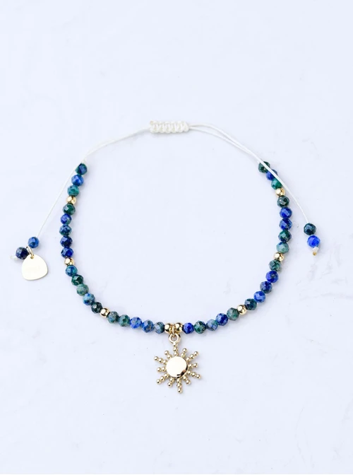 Bransoletka słoneczko, Chryzokola, stal pozłacana S108561Z00