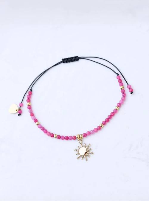 Bransoletka słoneczko, Jadeit, stal pozłacana S108559Z00