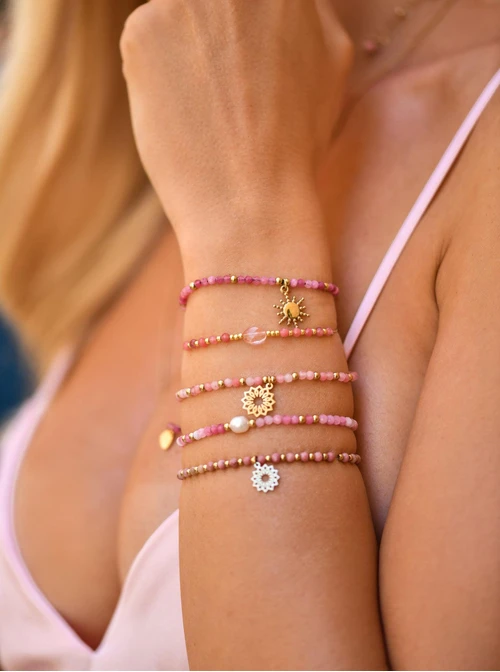 Bransoletka słoneczko, Jadeit, stal pozłacana S108559Z00