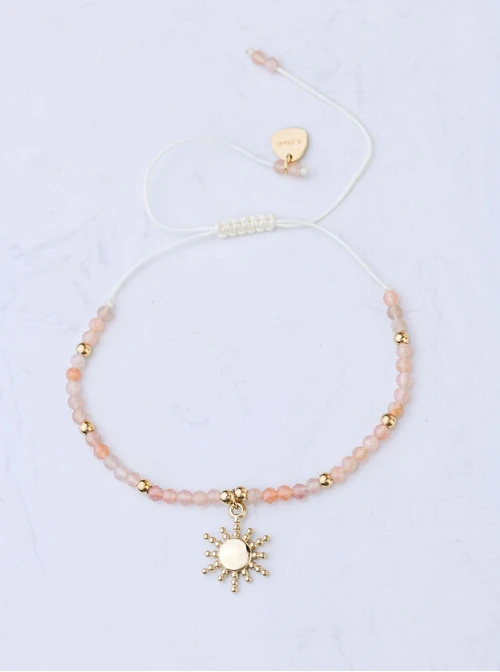 Bransoletka słoneczko, Kamień Słońca, stal pozłacana S108562Z00