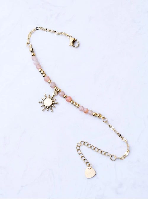 Bransoletka słoneczko, Kamień Słońca, stal pozłacana S108839Z00