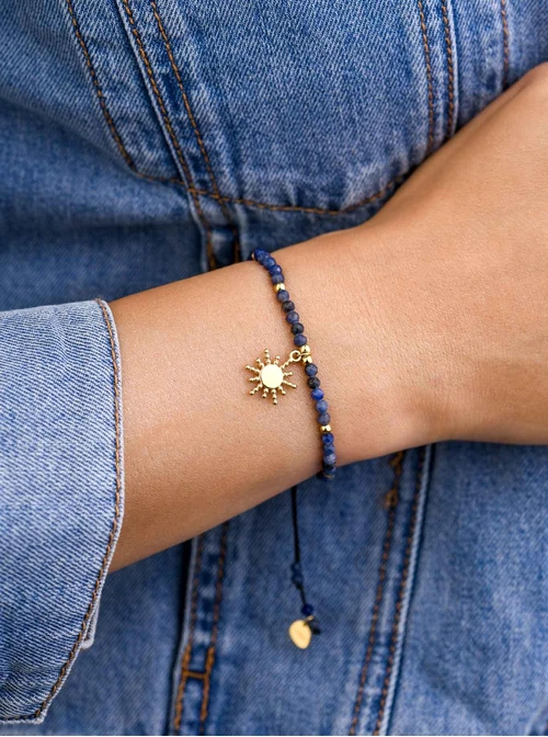 Bransoletka słoneczko, Lapis Lazuli, stal pozłacana S108560Z00