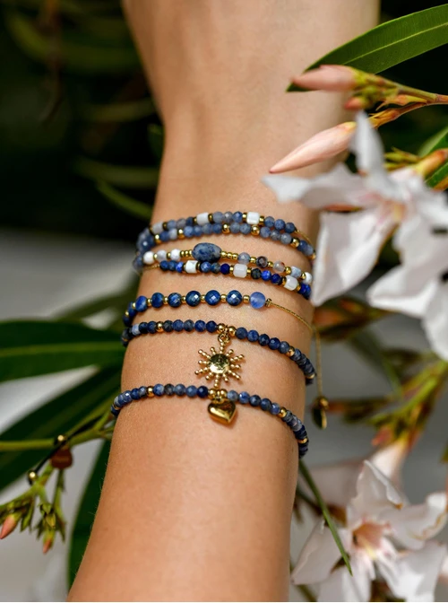 Bransoletka słoneczko, Lapis Lazuli, stal pozłacana S108560Z00