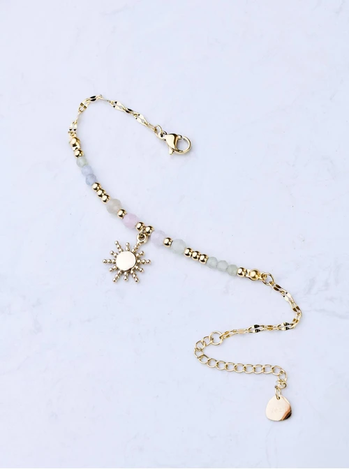 Bransoletka słoneczko, Morganit, stal pozłacana S108842Z00