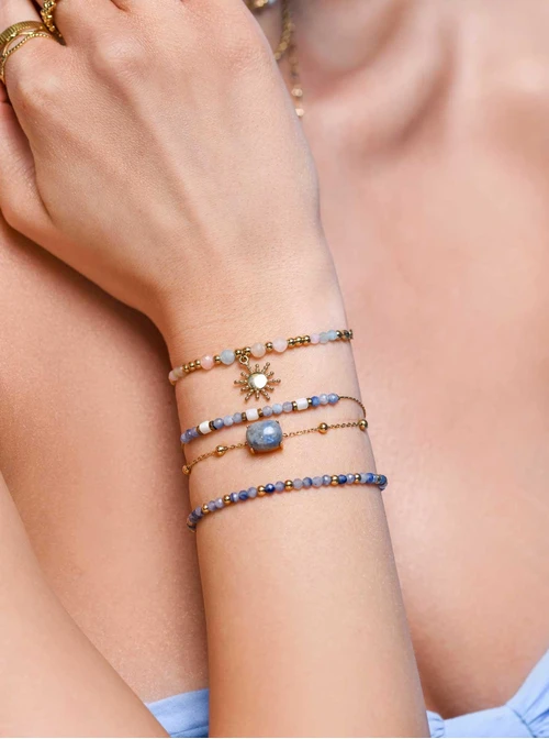 Bransoletka słoneczko, Morganit, stal pozłacana S108842Z00