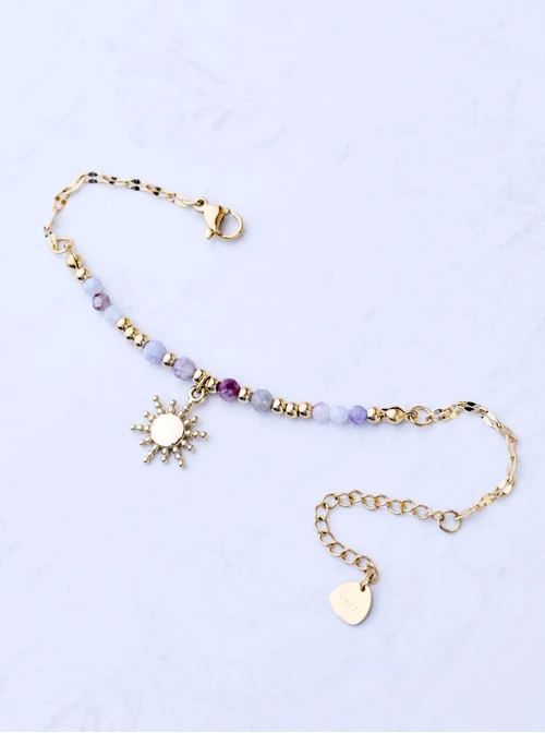 Bransoletka słoneczko, Turmalin, stal pozłacana S108836Z00