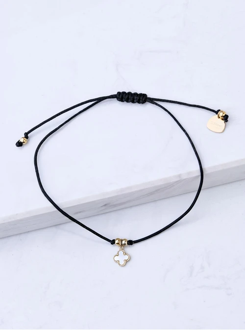 Bransoletka szczęścia, koniczynka, stal pozłacana S109345Z02