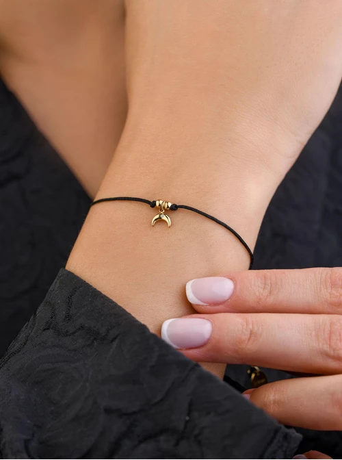 Bransoletka szczęścia, księżyc, stal pozłacana S109087Z01