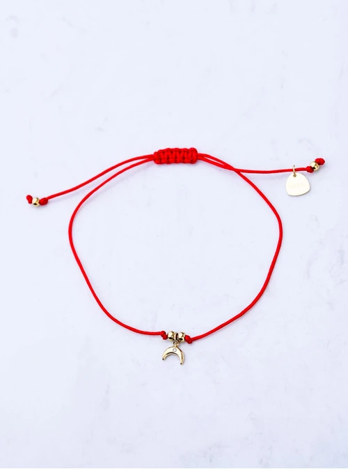 Bransoletka szczęścia, księżyc, stal pozłacana S109087Z03