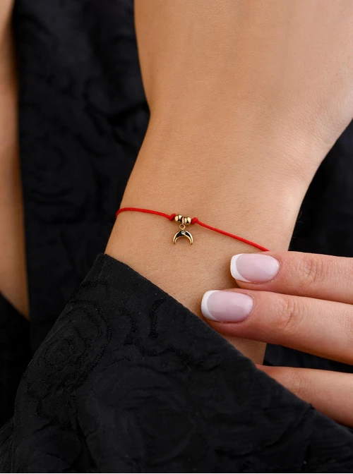 Bransoletka szczęścia, księżyc, stal pozłacana S109087Z03