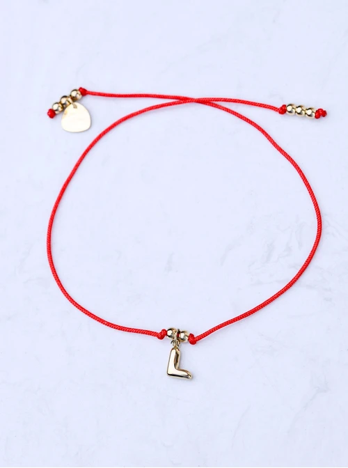 Bransoletka szczęścia, literka L, stal pozłacana S109071Z03