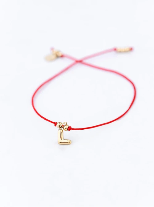 Bransoletka szczęścia, literka L, stal pozłacana S109071Z03