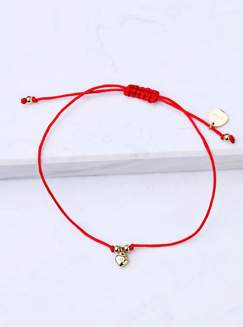 Bransoletka szczęścia, serduszko, stal pozłacana S109084Z03